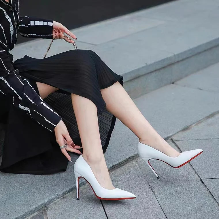 New Women's Red Shiny Bottom High Heels Luxury Pointed toe Pumps 12 cm Sexy Matte Party Wedding Shoes Elegant Woman Heeled Shoes