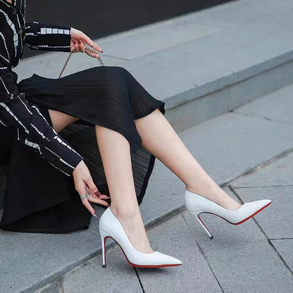 New Women's Red Shiny Bottom High Heels Luxury Pointed toe Pumps 12 cm Sexy Matte Party Wedding Shoes Elegant Woman Heeled Shoes