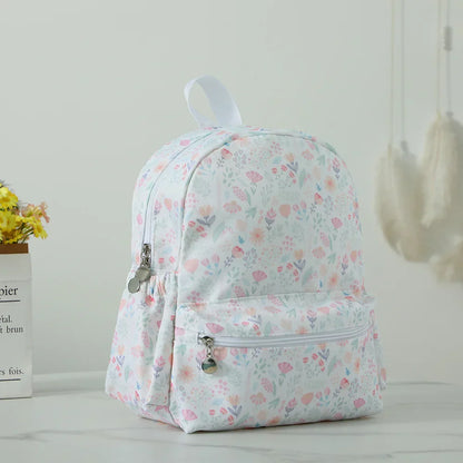 Plaid Backpack For Girls Boys Floral Waterproof Nylon Schoolbag Durable Lightweight Book Bag For Students