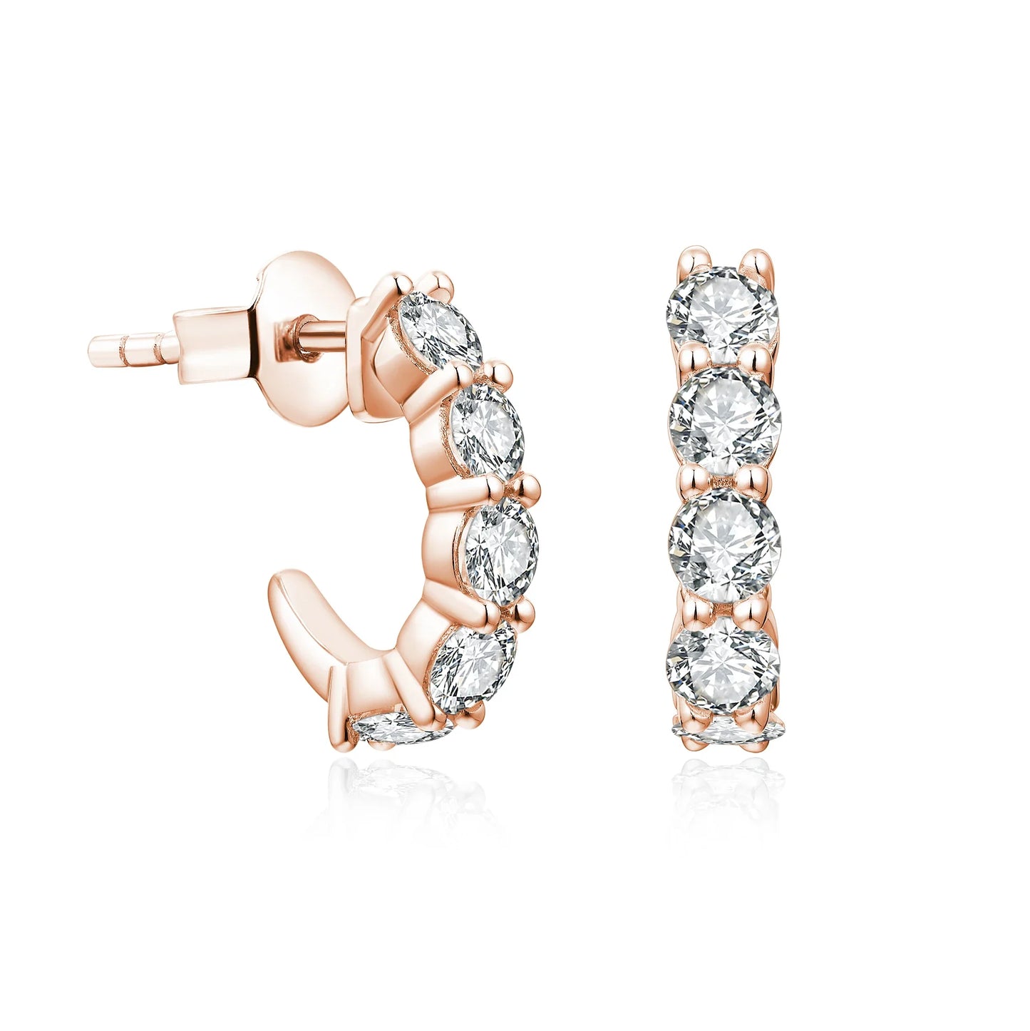 New in Round 3.0mm Moissanite Hool Earrings Passed Diamond Test Yellow Rose Plated Stud Earrings for Women Fine Jewelry