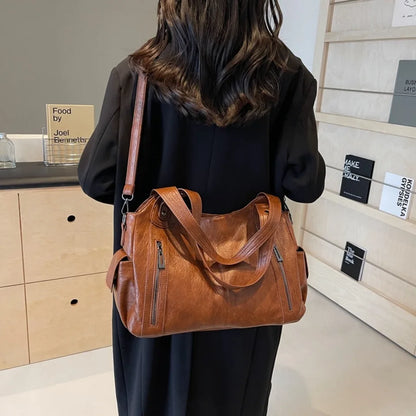 Daily Business Commuting Large Capacity Tote Hand Bags Soft Pu Leather Shoulder Bags for Women Zipper Women's Handbags Quality