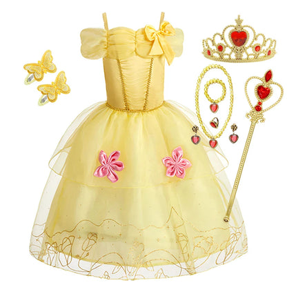 Girls Costume Sleeping Beauty Aurora Princess Party Rapunzel Halloween Snow White Cosplay Costume Kid Cinderella Dress up