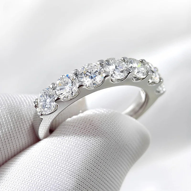 3/4mm Sparkling Moissanite Stackable Ring Certified Wedding Band for Women 100% Real Pure 925 Silver Rings Jewelry