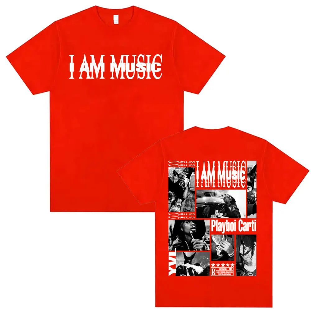 Playboi Carti I AM MUSIC Album Gothic Hip Hop T-Shirt for Men Unisex Summer O-Neck Street Fashion Top Tees