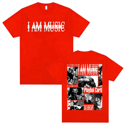 Playboi Carti I AM MUSIC Album Gothic Hip Hop T-Shirt for Men Unisex Summer O-Neck Street Fashion Top Tees