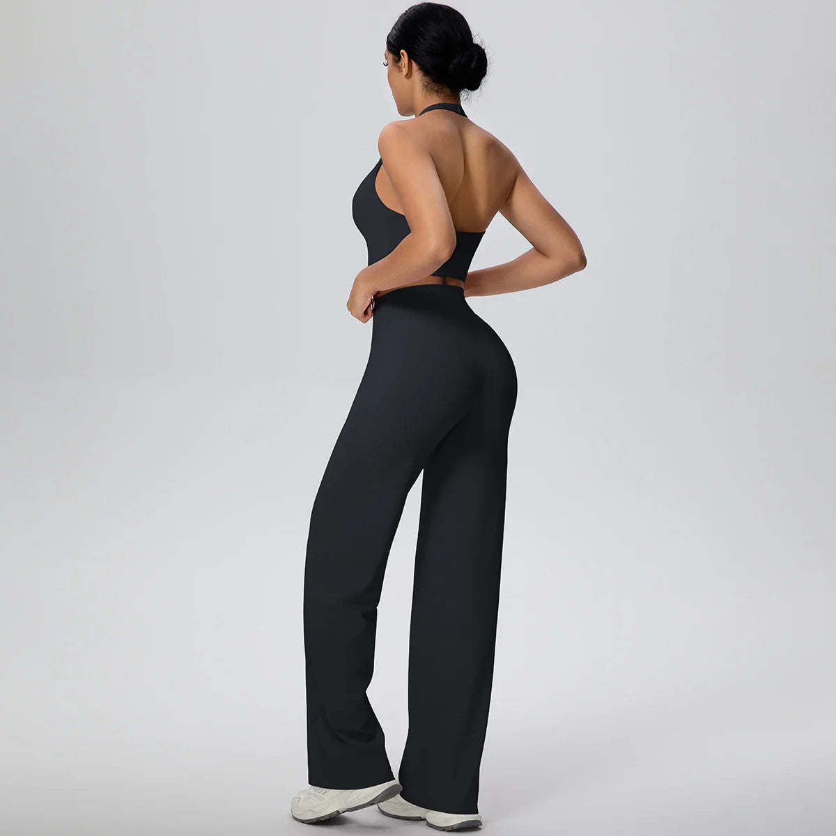 2PCS Woman Backless Hanging Neck Bra and Pants Yoga Set Summer Breathable Gym Sports Running Workout Top Hot Sales Yoga Set