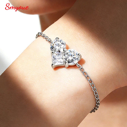 3 Gems Moissanite Bracelet for Women Men Adjustable Chain S925 Sterling Silver Jewelry Lab Diamond Couples Birthday Gifts