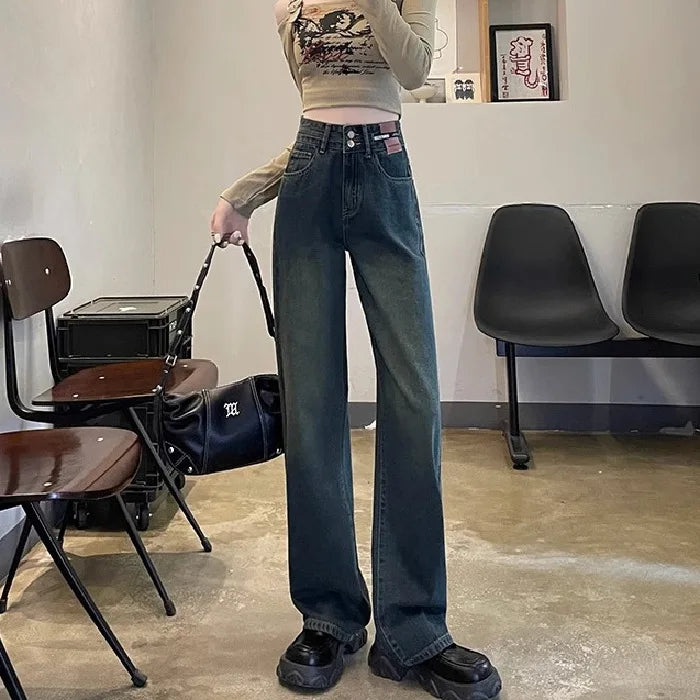 Calça Jeans Casual Lisa de Cintura Alta