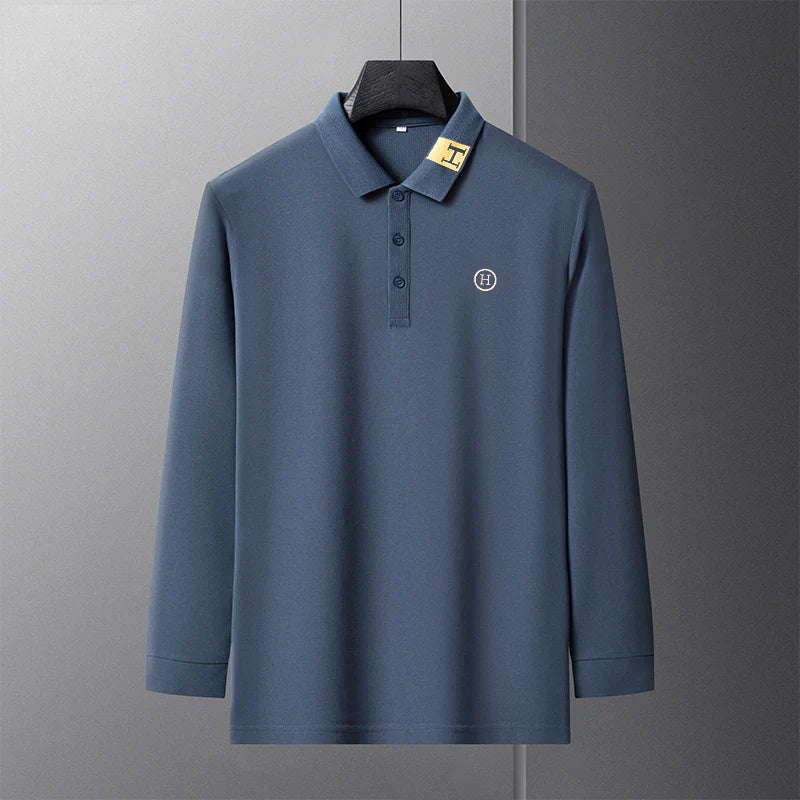 New Best-selling Spring and Autumn Men's Trendy Fashion Lapel Embroidered Long Sleeved Top Polo Shirt Sweatshirt T-shirt
