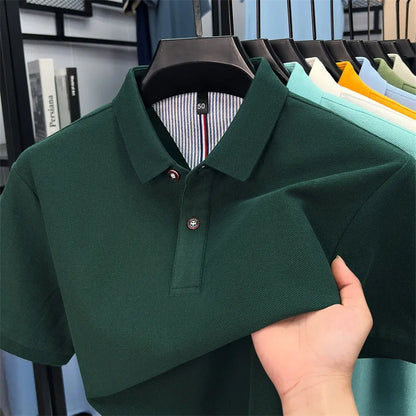 100% cotton short sleeve polo shirt comfortable lightweight high-end brand fashionable simple summer men's casual lapel T-shirt
