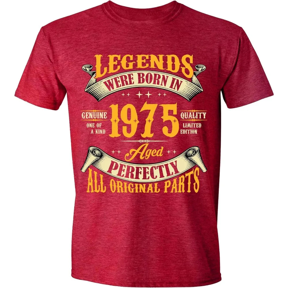 ‌1975 Vintage Birthday Shirt 50th Year Legend Born Graphic Cotton Tee for Men Soft Funny Retro Gift Idea Dad Husband Uncle Shirt