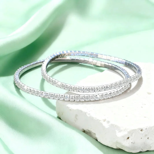 Full 2.5mm/3mm D Color Moissanite Bracelet 925 Sterling Silver Elastic Chain for Women Men Sparkling Fine Jewelry With GRA