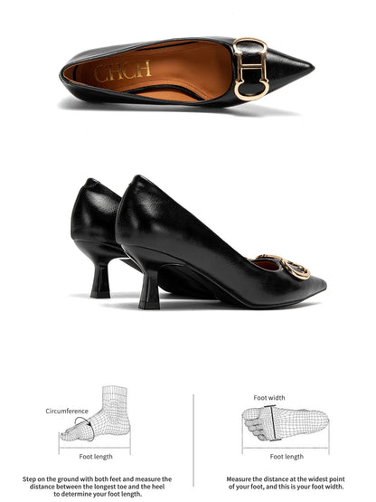 Brand Women's Shoes Pointed Toe High Heels Patent Leather Dress Heels Boat Shoes Wedding Shoes Large Size 34-40
