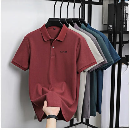 Luxury brand polo shirt short sleeved letter printed men's top summer 100% cotton comfortable breathable casual lapel T-shirt