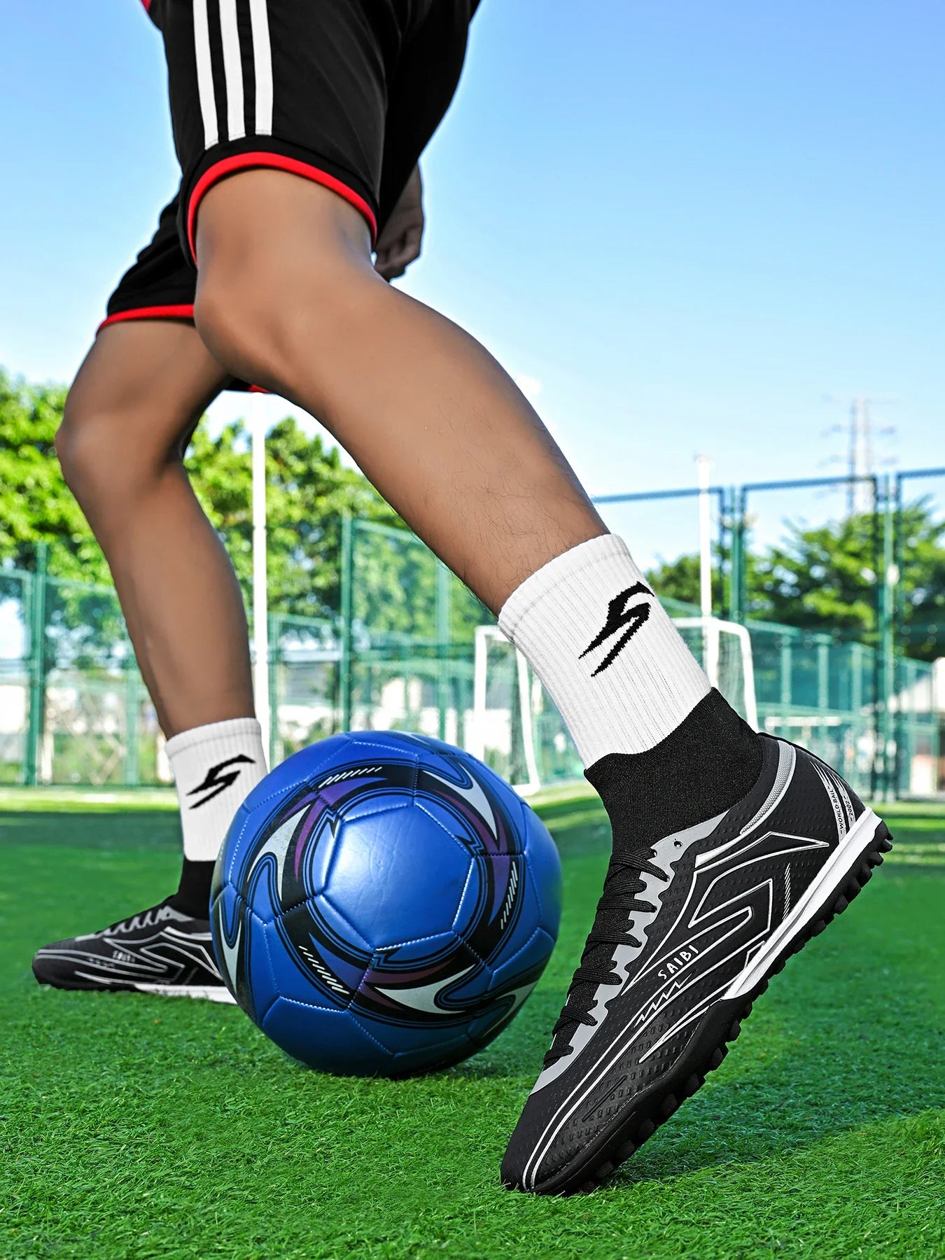 TF Turf Soccer Cleats Breathable Material Comfortable Fit Non-Slip Durable Rubber Sole Professional for Training