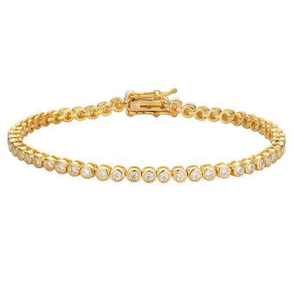 18k Plated 2mm Bubbles Moissanite Tennis Bracelet for Women Luxury Bangles 100% Sterling Silver 925 Full Diamonds Chain
