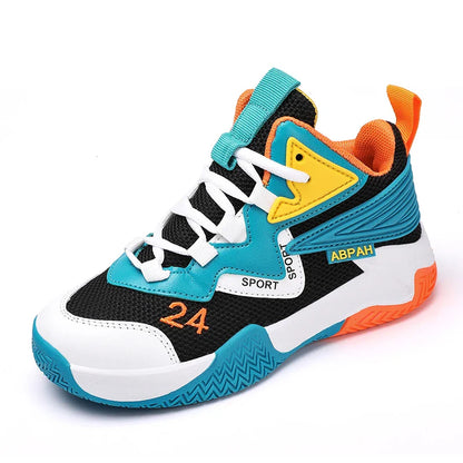 Children Basketball Shoes for Boys Girls Kids Teenagers Breathable Non-slip Lace Up Indoor Outdoor Training Sneakers Tennis Shoe
