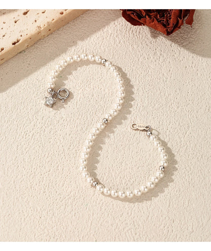 Elegant Pearls Beaded Bracelet 925 Sterling Sliver Sweet Shining Star CZ Bracelet For Women Fine Jewelry Gifts