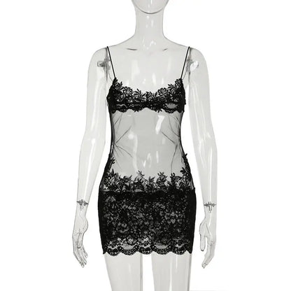Sheer Lace Camisole Dress with Ultra Spicy and Lightweight Mesh; Sexy Dress for A Minority of Hot Girls