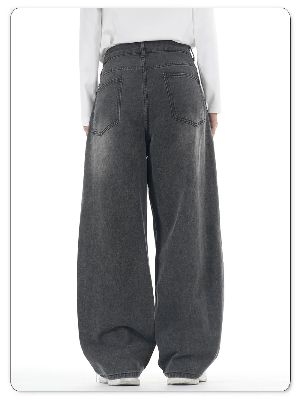 American Retro Washed Gray Baggy Straight Wide Leg Jeans Men's Business Casual Baggy Four Season Denim Pants Unisex Clothes
