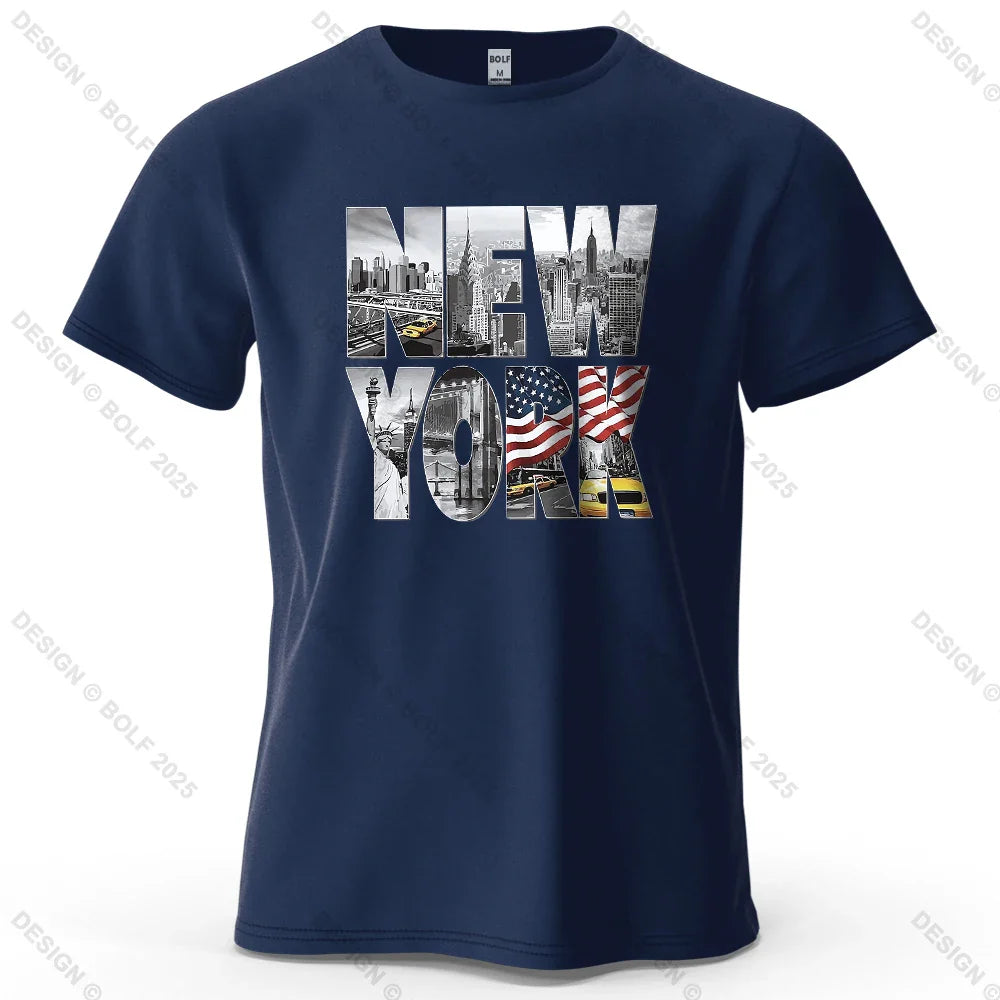New York City Printed Men's T-Shirt 100% Cotton Oversized City Graphic Tees for Women Tops Tees Casual Streetwear