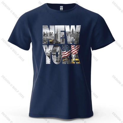 New York City Printed Men's T-Shirt 100% Cotton Oversized City Graphic Tees for Women Tops Tees Casual Streetwear