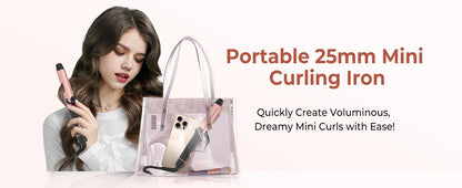 Ceramic Mini Hair Curler 25mm Travel Curling Iron Dual Voltage Curling Wand Small Hair iron Styler Curly Hair Products