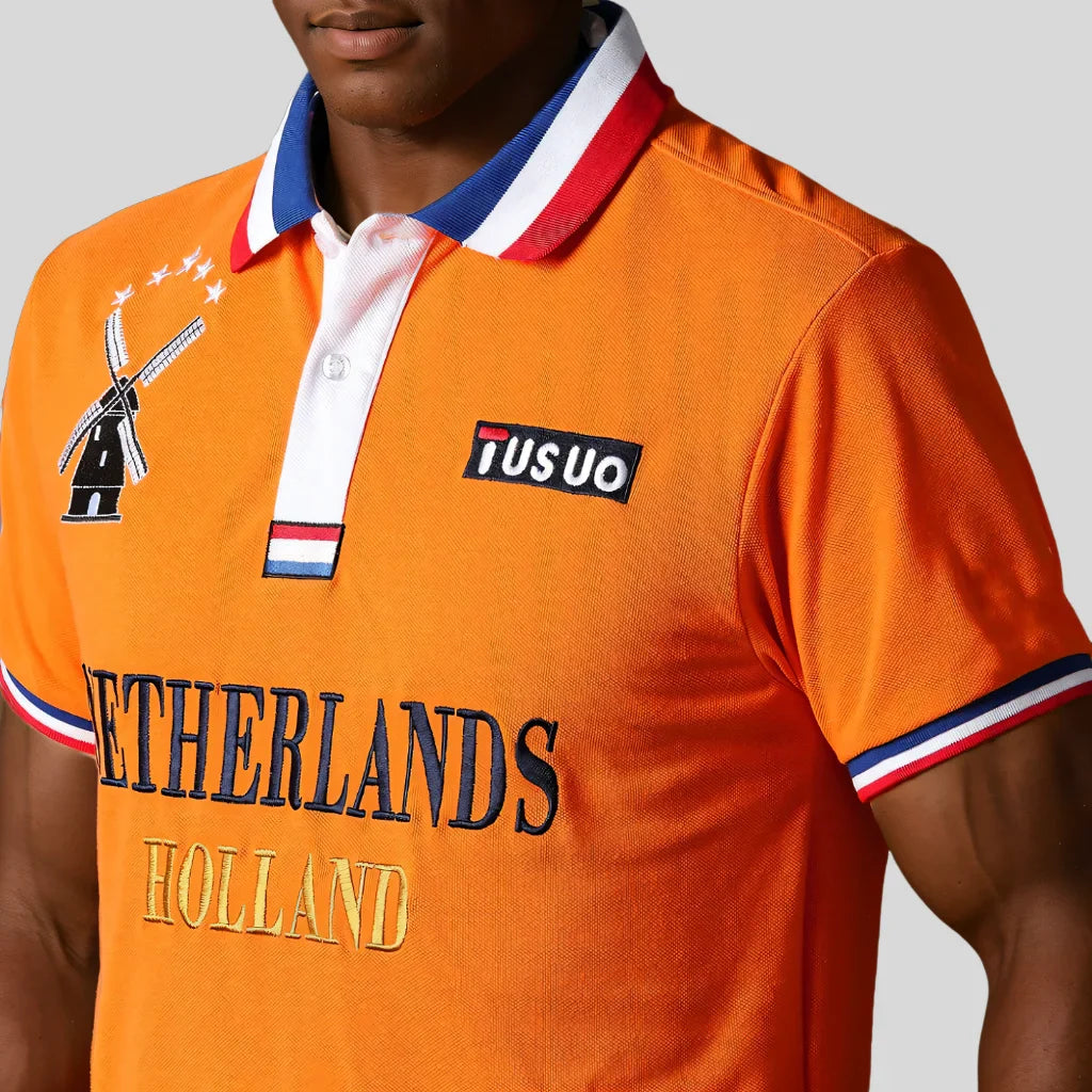 Men's polo shirt Netherlands easter monday king's birthday all saints'day christmas day cotton embroidery stitching color hollan