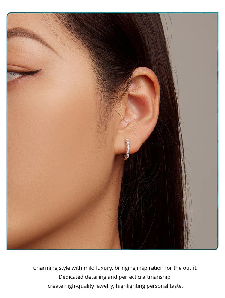 925 Sterling Silver European Simple CZ Ear Buckles Heart Hoop Earrings for Women Wedding Gift Minimalism Jewelry E737