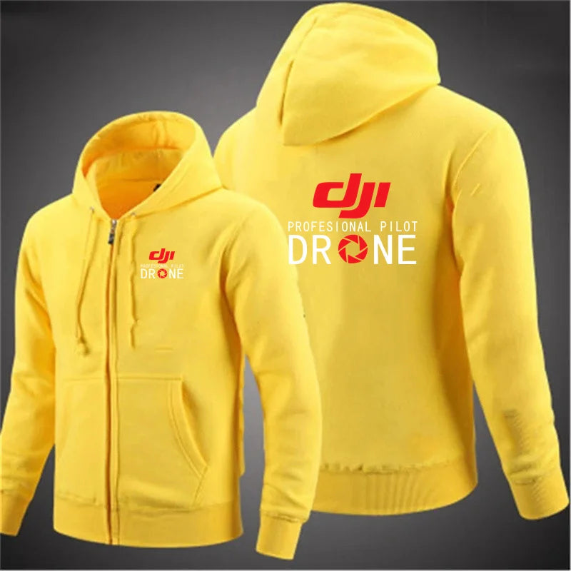Professional Pilot Drone Autumn Hooded Sweatshirts Men's Hoodie Cardigan Solid Color Classic Jacket Clothing Tops