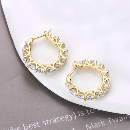 Luxury D Color 4mm 0.3CT Full Moissanite Hoop Earrings for Women S925 Silver All Diamond Earring Ear Buckle Fine Jewelry