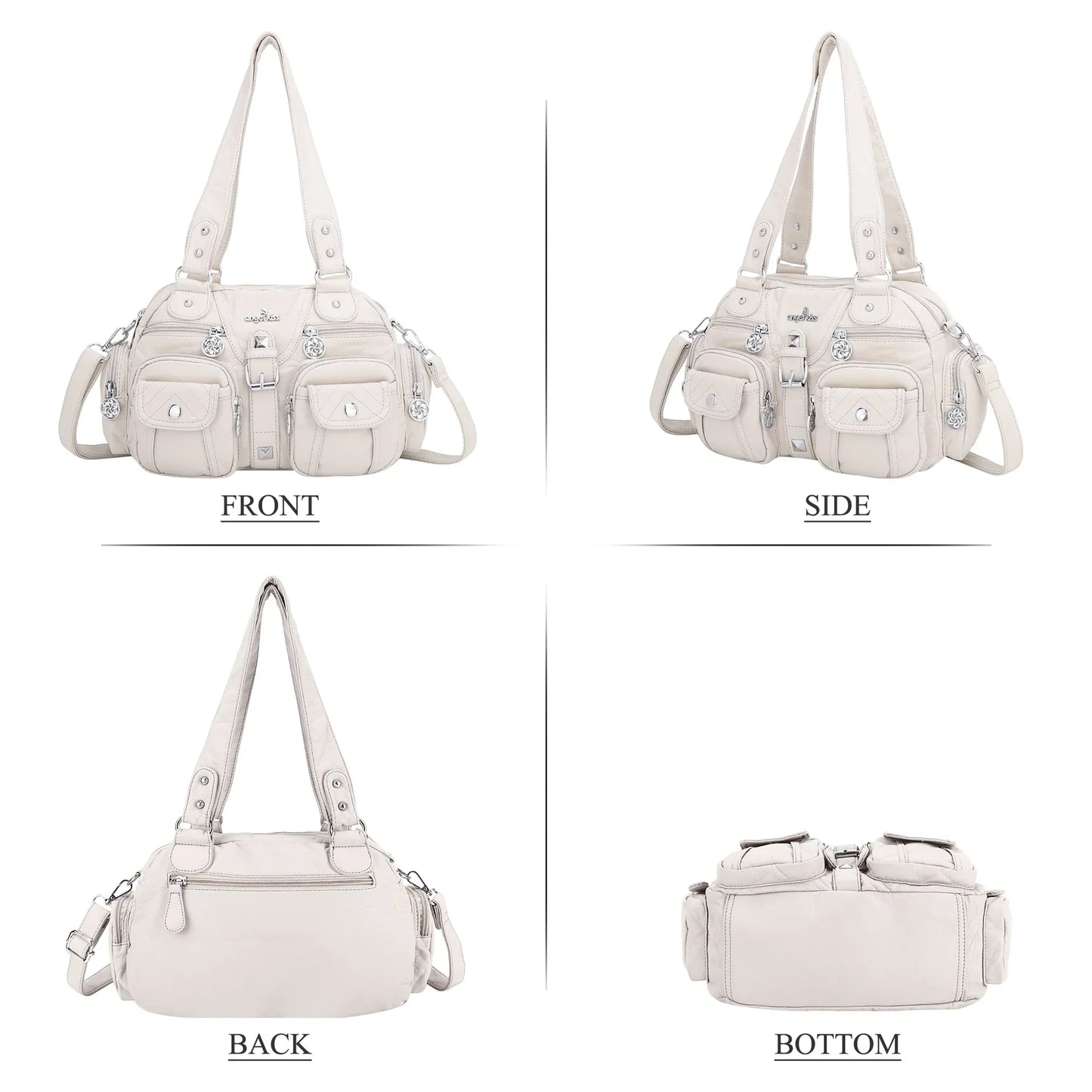 Vintage Bag Women Small Handbags Satchel Top-handle Handbag PU Shoulder Bag Dumpling Pack Multi-pockets Shoulder Bags