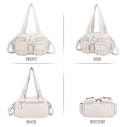 Vintage Bag Women Small Handbags Satchel Top-handle Handbag PU Shoulder Bag Dumpling Pack Multi-pockets Shoulder Bags