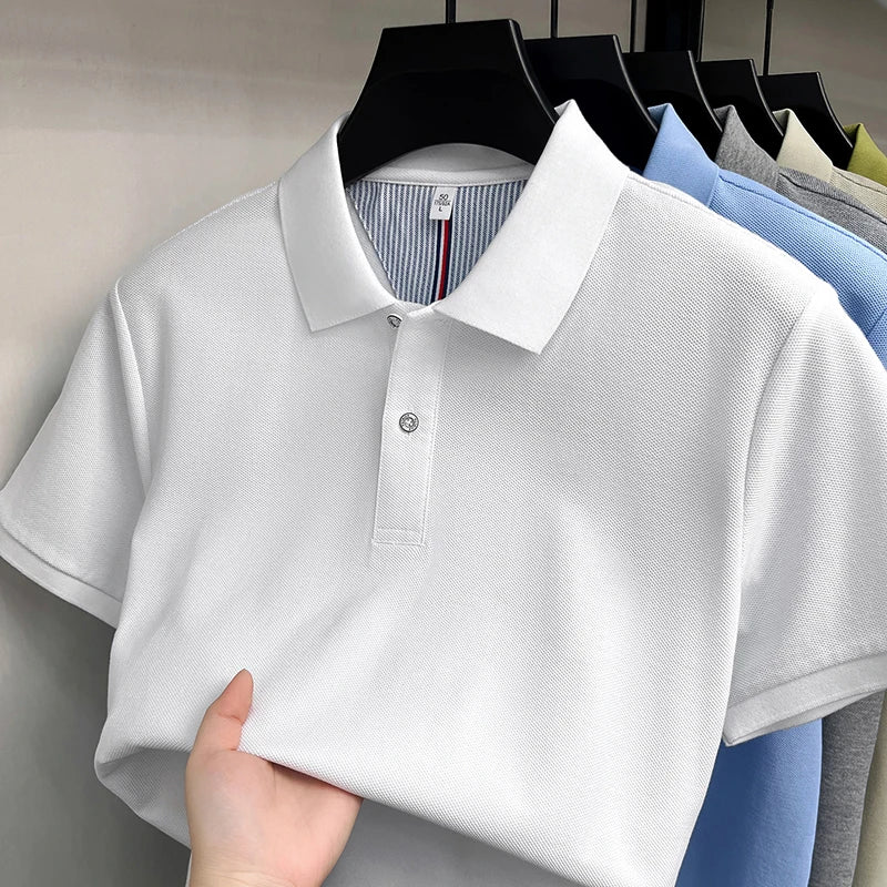 100% pure cotton high-end short sleeve polo shirt men's summer fashion new breathable Korean business casual golf brand T-shirt