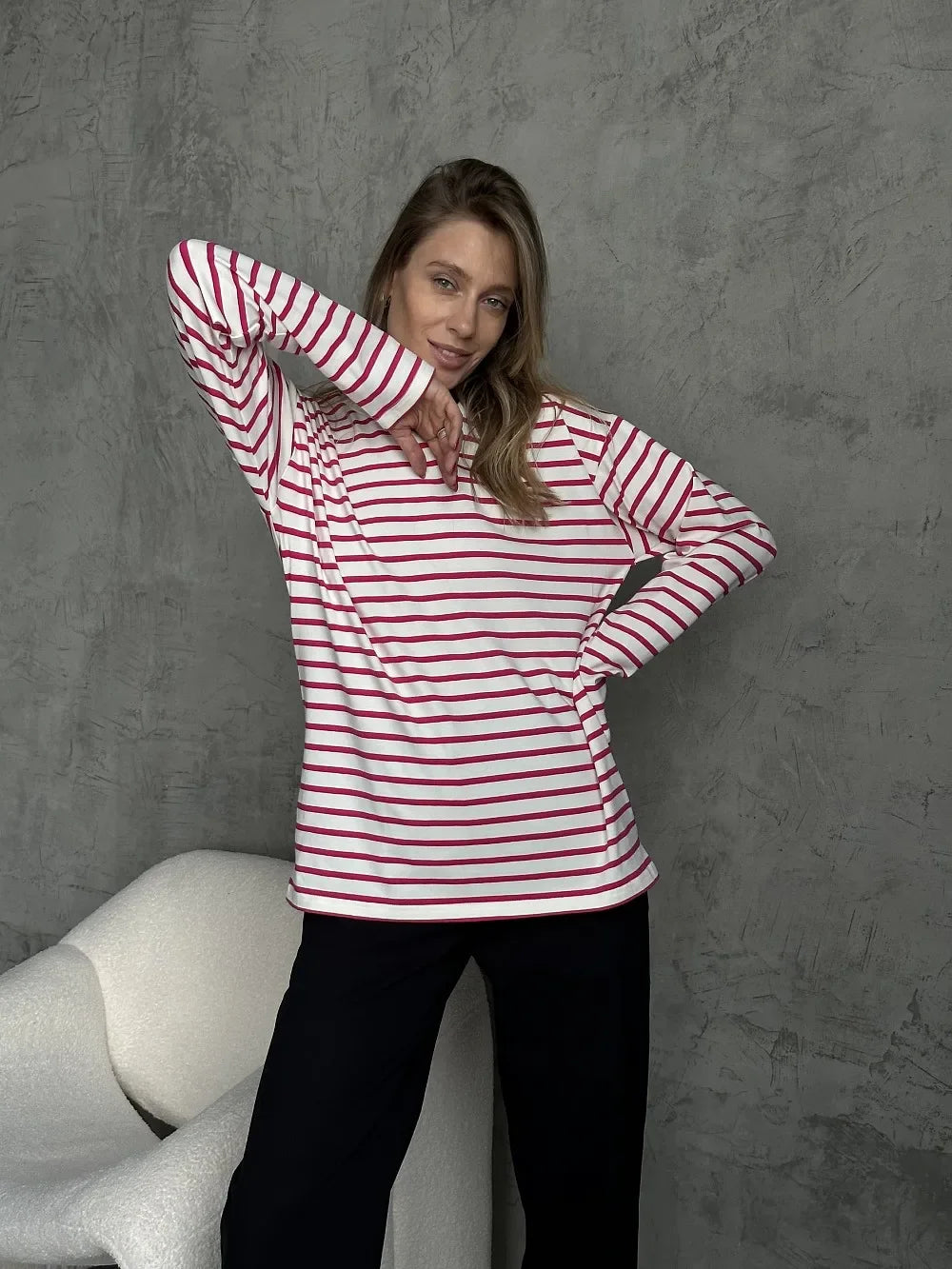 2025 Summer Long Sleeve Striped T-Shirts Women Basic Casual Tops Female Cozy Loose Cotton Tees Harajuku T Shirt New