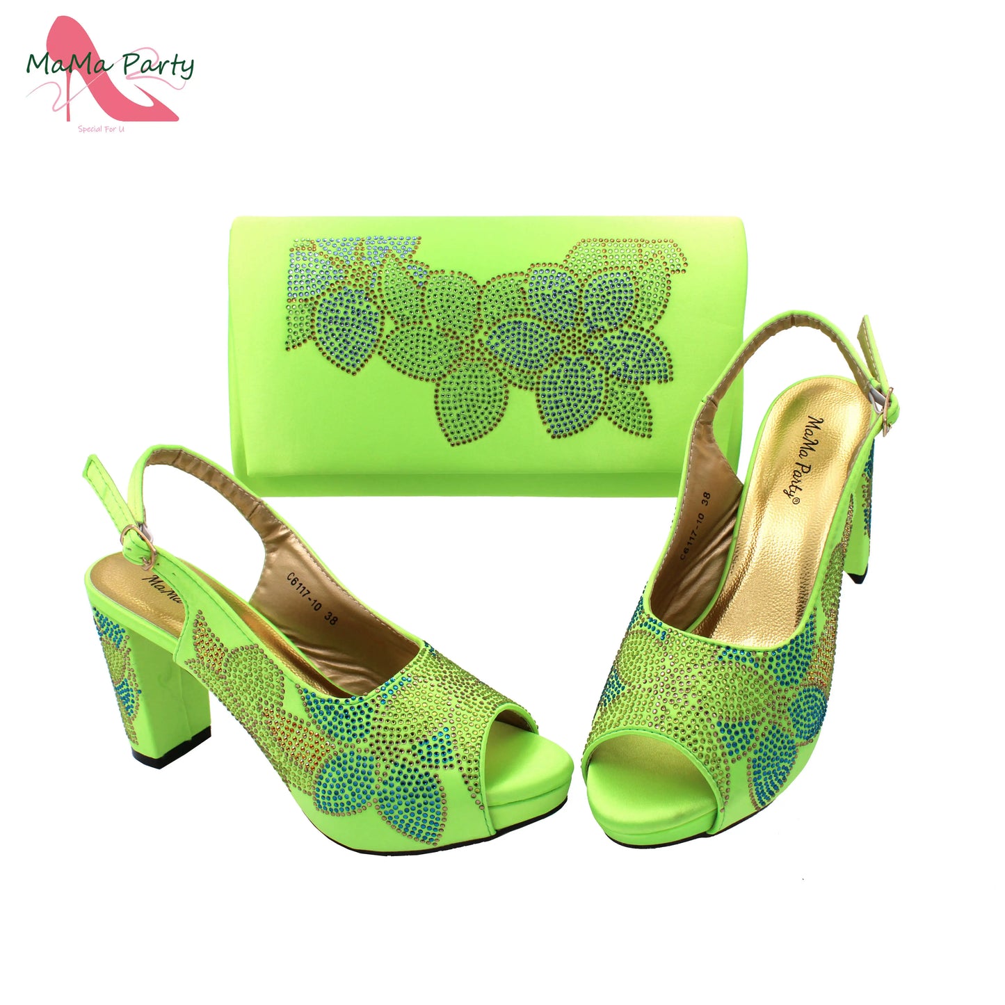2024 Italian Design Shoes and Bag Set in Pink Color High Quality New Arrivals with Shinning Crystal for Wedding Party