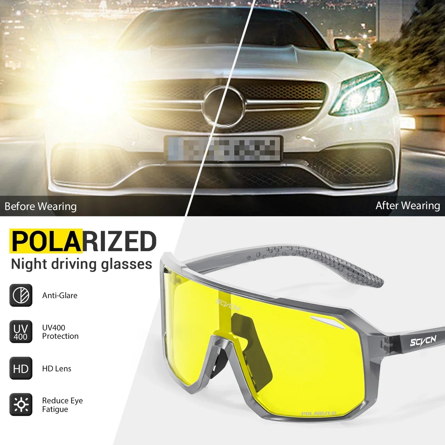 Yellow Polarized Cycling Sunglasses Men Bike MTB Driving Glasses Women Outdoor Sports Hiking Fishing UV400 Glasses