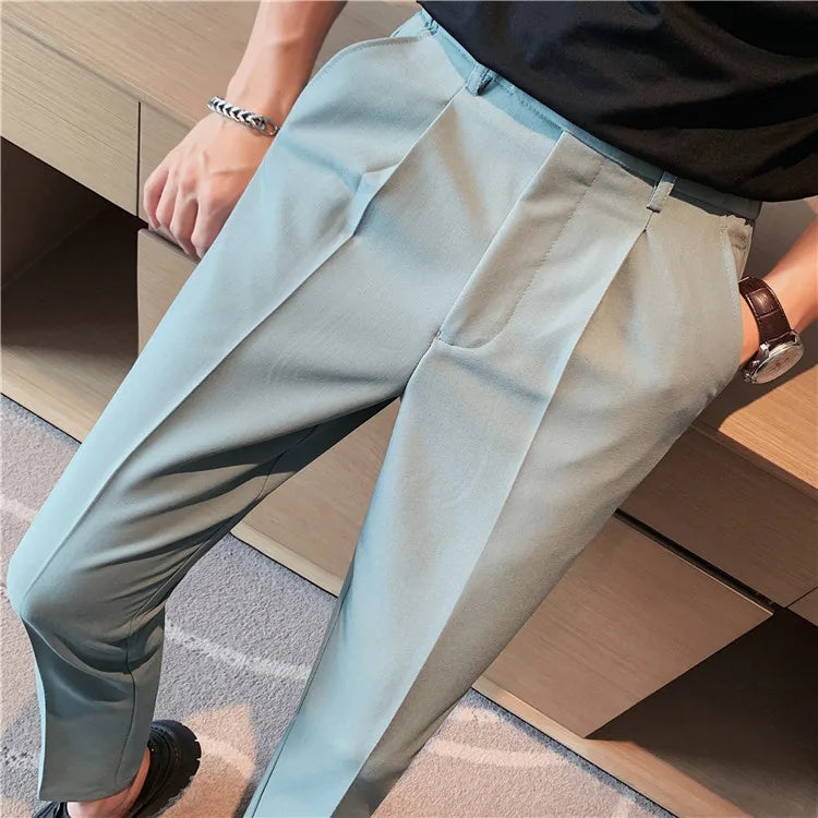 Men Slim British Style Suits Pants Business Casual Trousers Male Solid Fit Trousers High Quality Man Formal Wear Suit Pants 36