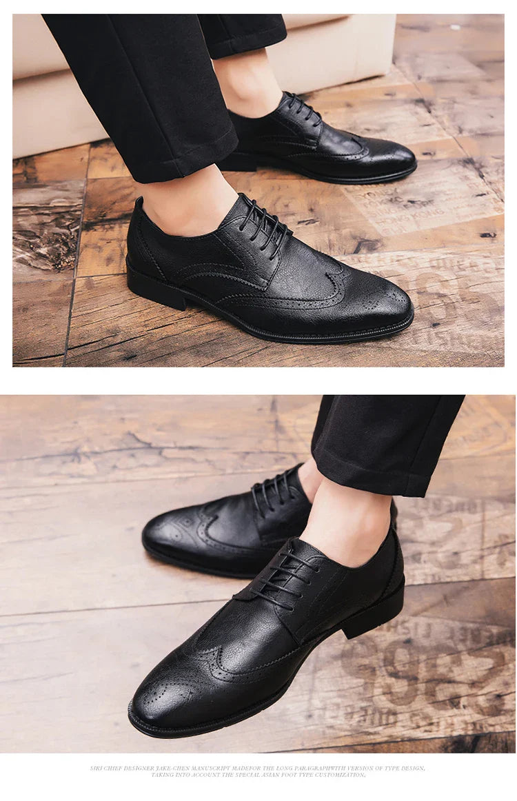 Men's Dress Shoes High Quality Oxford Leather Shoes Men Classic Casual Business Brogues Leahter Shoes Men Wedding Formal Shoes