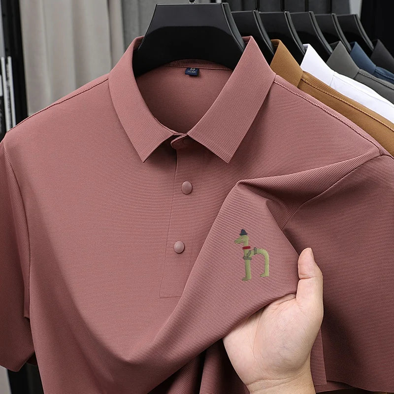 Luxury Brand Men's Polo Shirt New Lapel Print Short Sleeve T-Shirt Summer Breathable Skin Friendly Casual Business Mens Clothing