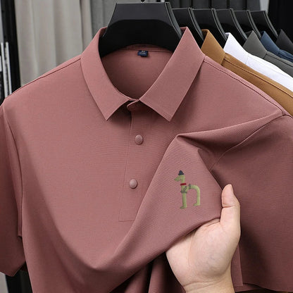 Luxury Brand Men's Polo Shirt New Lapel Print Short Sleeve T-Shirt Summer Breathable Skin Friendly Casual Business Mens Clothing