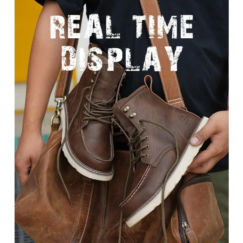 Breathable Cowhide Labor Protection Shoes with Steel Toe Caps for Anti Smashing Anti Puncture Safety Shoes Wear-resistant