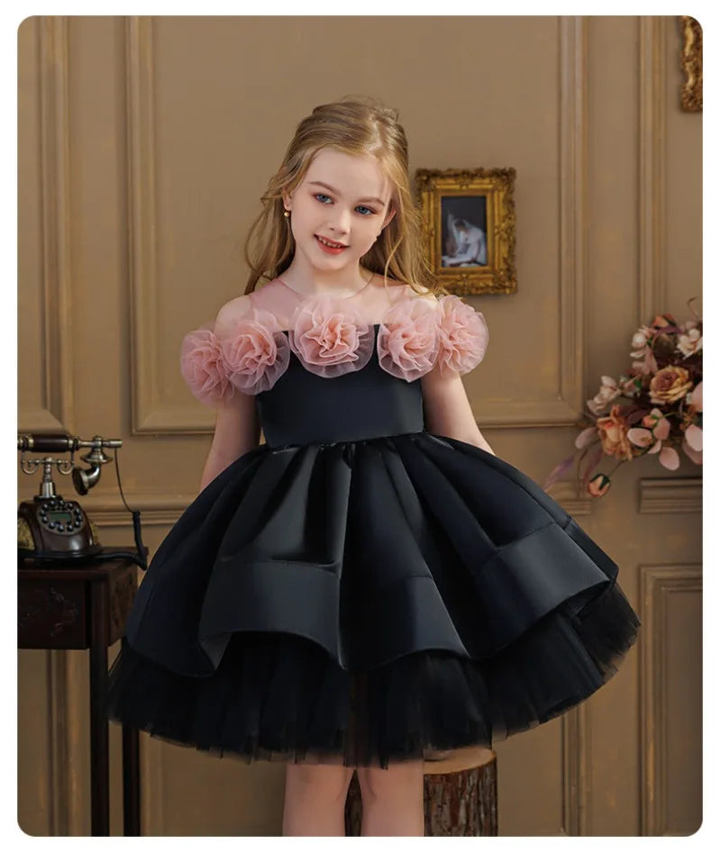 Summer Children's Birthday Party Princess Dress Little Girl Piano Host Costume Flower Girl Wedding Dress Kids Girls Dress