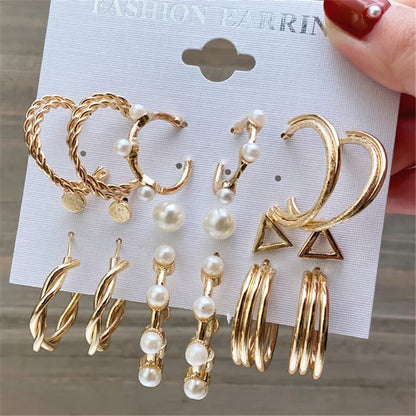 Fashionable Pearl Note Butterfly Geometric Tassel Stud Earrings Women Suit Elegant Charm Engagement Party Jewelry