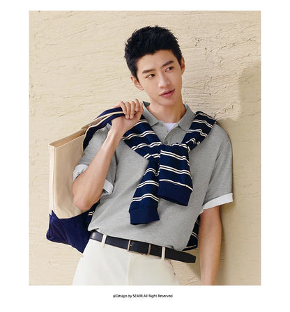 Polo Shirt Men Moisture Wicking Solid Color Short Sleeve T-Shirt 2025 Summer New Slim Fit Top for Active Wear