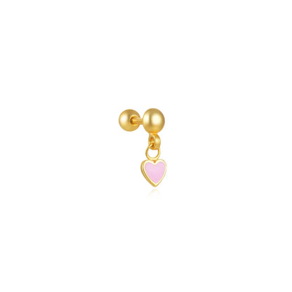 1PC 925 Sterling Silver Crown Horse Eye Zircon Heart Flat Head Cartilage Piercing Stud Earring For Women Claasic Earring