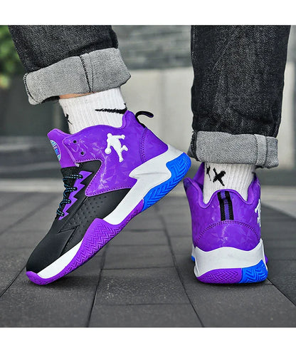 Fashion Basketball Shoes for Kids High-top Sneakers Children Casual Sports Shoes Ankle-protected Anti-slippery Gym Trainers Boys