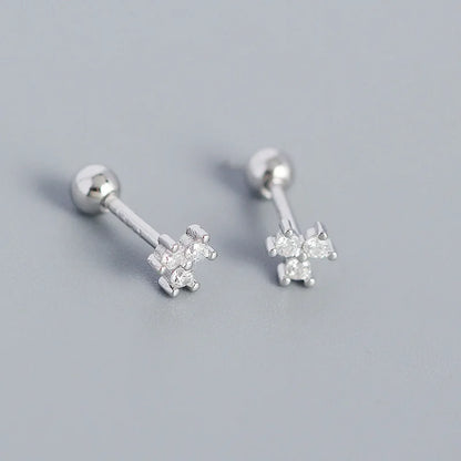 925 Sterling Silver Fashion Korean Petal Screw Bead Stud Earrings for Women Charm Ear Bone Piercing Jewelry Accessories