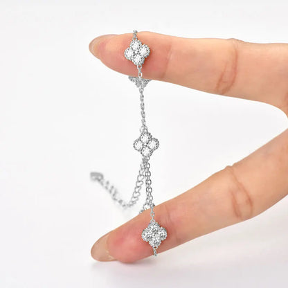 3mm D Moissanite Jewelry Set Clover Flower Pendant Necklace Earrings Bracelet 3 in 1 Sets for Women 925 Silver Charm Gifts