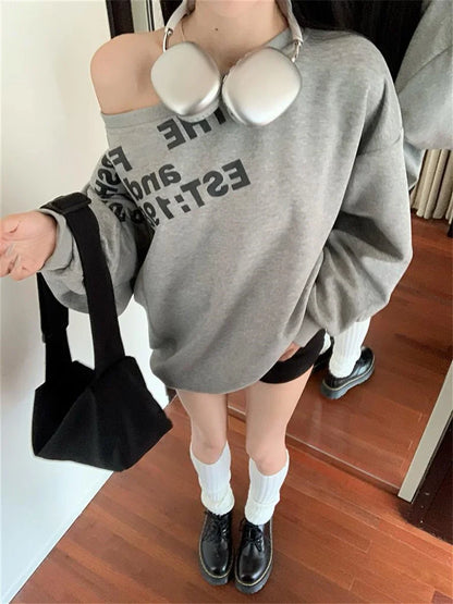 Camiseta Y2K Sexy Oversize Feminina Streetwear Estampada Manga Longa Básica Blusa Feminina Outono 2025 Inverno Coreana Moda Camisa Oversized